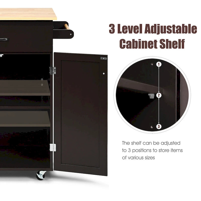Gymax Rolling Kitchen Island Utility Kitchen Cart Storage Cabinet - See Details