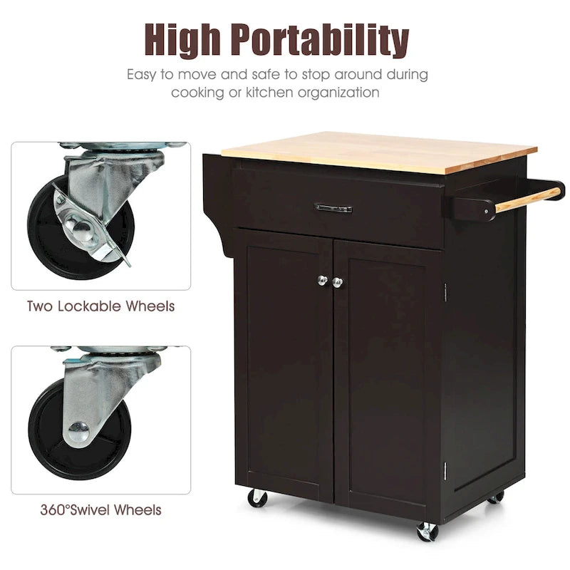 Gymax Rolling Kitchen Island Utility Kitchen Cart Storage Cabinet - See Details