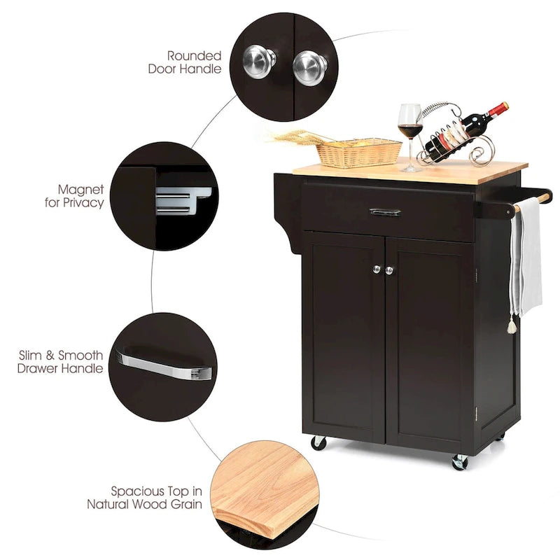 Gymax Rolling Kitchen Island Utility Kitchen Cart Storage Cabinet - See Details