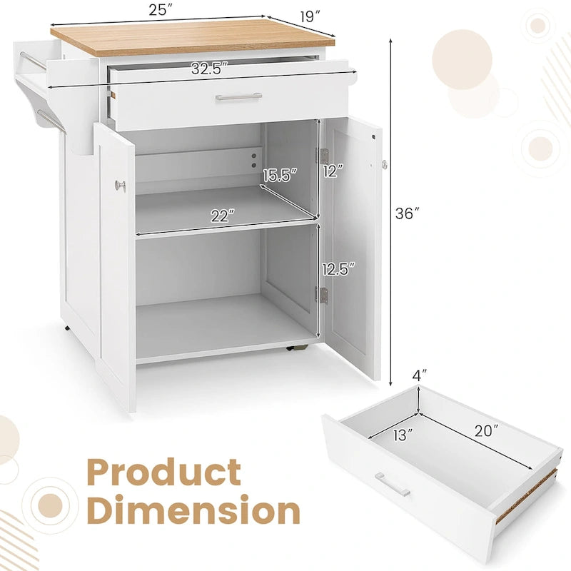 Gymax Rolling Kitchen Island Utility Kitchen Cart Storage Cabinet - See Details