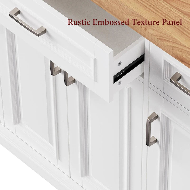 Rolling Kitchen Island with Drop Leaf, Kitchen Island Cart on Wheels, Moveable Island Table with 4 Doors Cabinet & 3 Drawers
