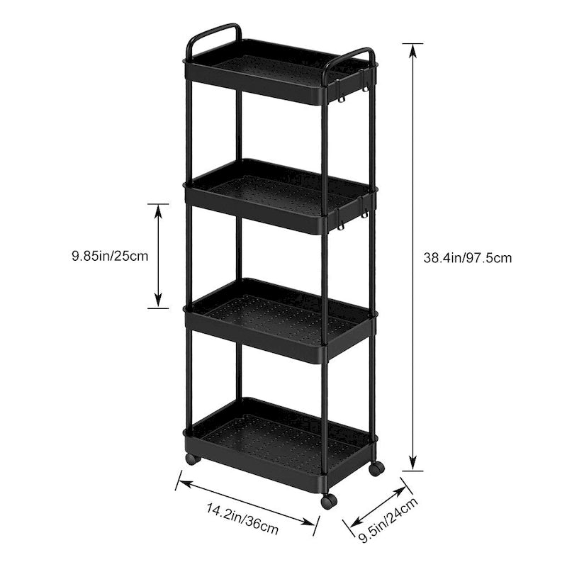 Storage Cart, Shelf Organizer Mobile Shelving, Multifunction Movable Storage Organizer