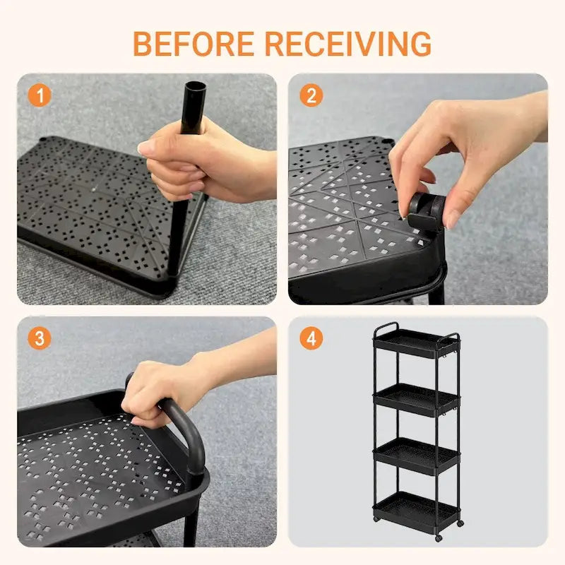 Storage Cart, Shelf Organizer Mobile Shelving, Multifunction Movable Storage Organizer
