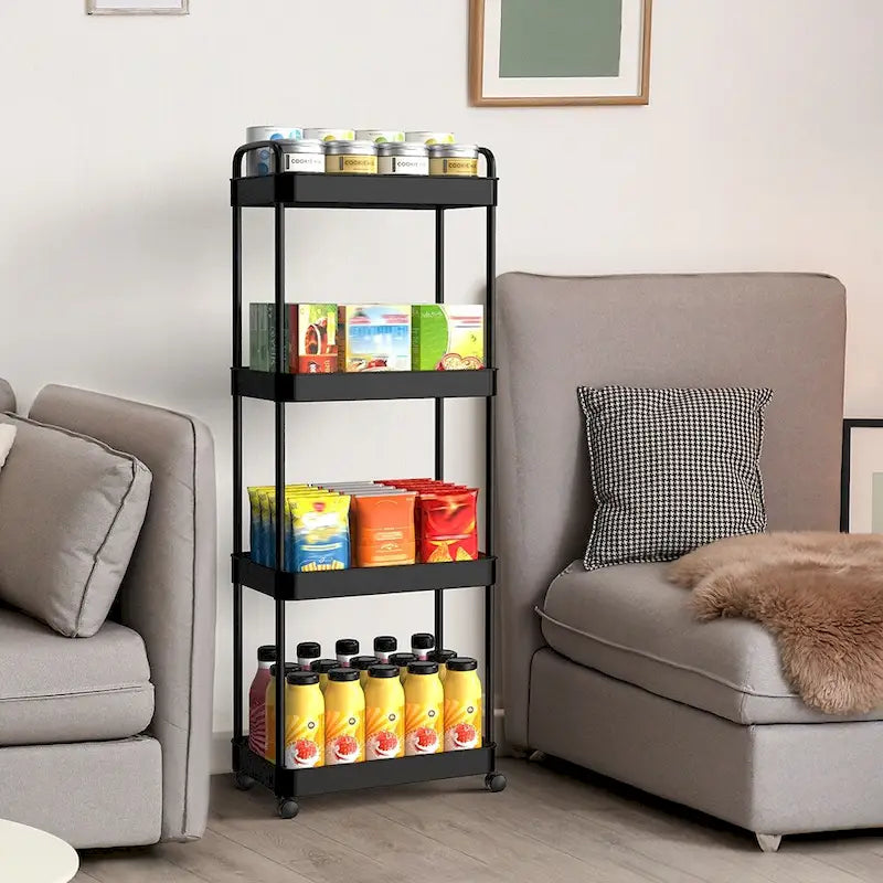 Storage Cart, Shelf Organizer Mobile Shelving, Multifunction Movable Storage Organizer