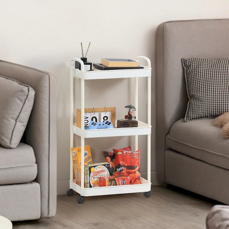 Storage Cart, Shelf Organizer Mobile Shelving, Multifunction Movable Storage Organizer
