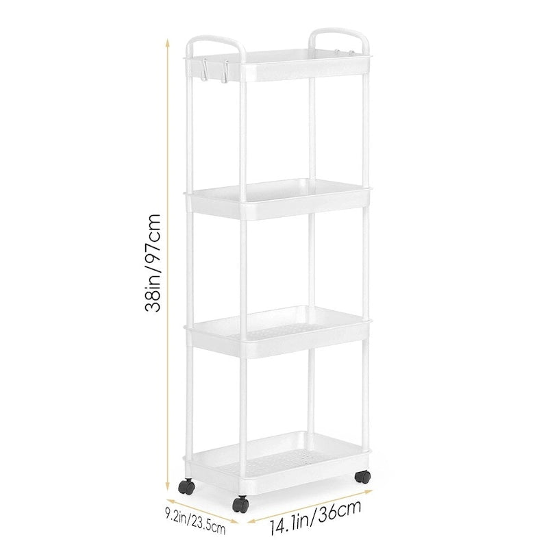 Storage Cart, Shelf Organizer Mobile Shelving, Multifunction Movable Storage Organizer