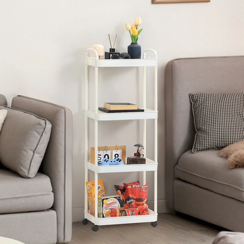 Storage Cart, Shelf Organizer Mobile Shelving, Multifunction Movable Storage Organizer