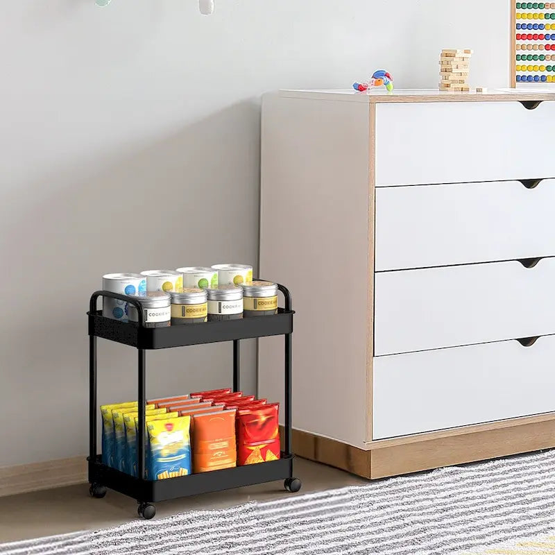 Storage Cart, Shelf Organizer Mobile Shelving, Multifunction Movable Storage Organizer