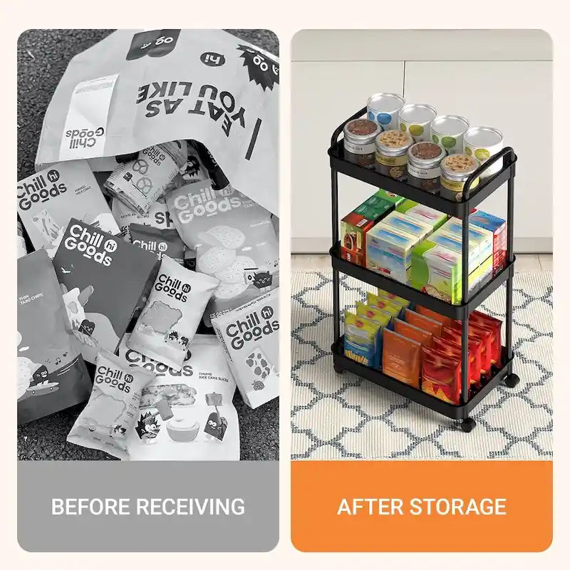 Storage Cart, Shelf Organizer Mobile Shelving, Multifunction Movable Storage Organizer
