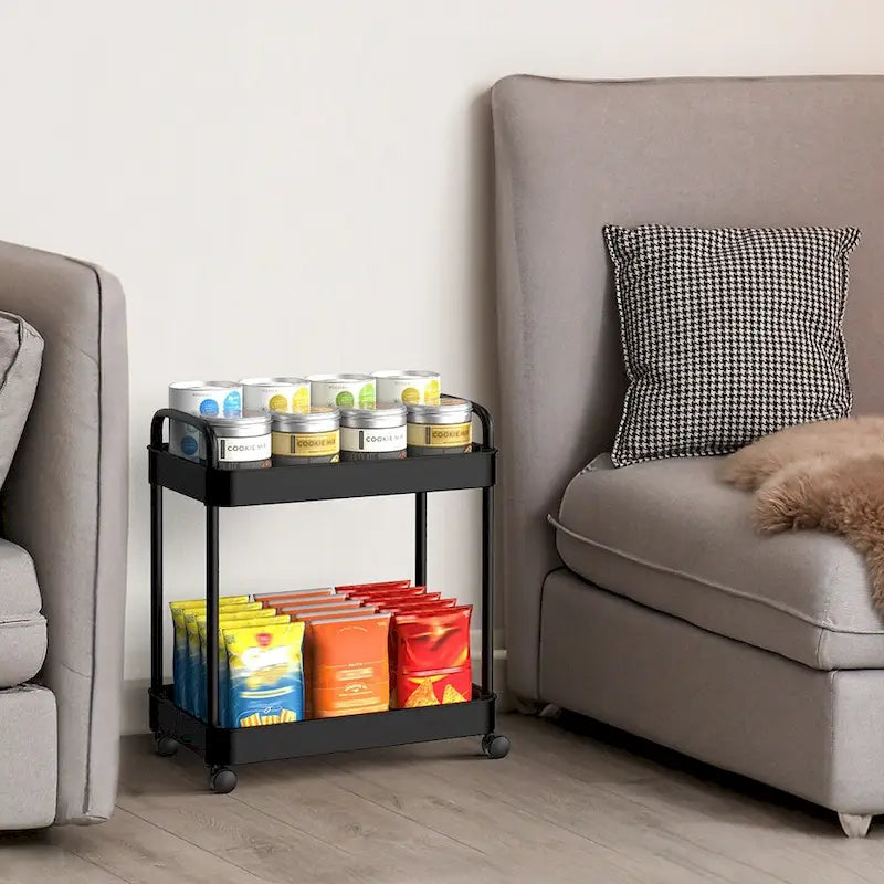 Storage Cart, Shelf Organizer Mobile Shelving, Multifunction Movable Storage Organizer