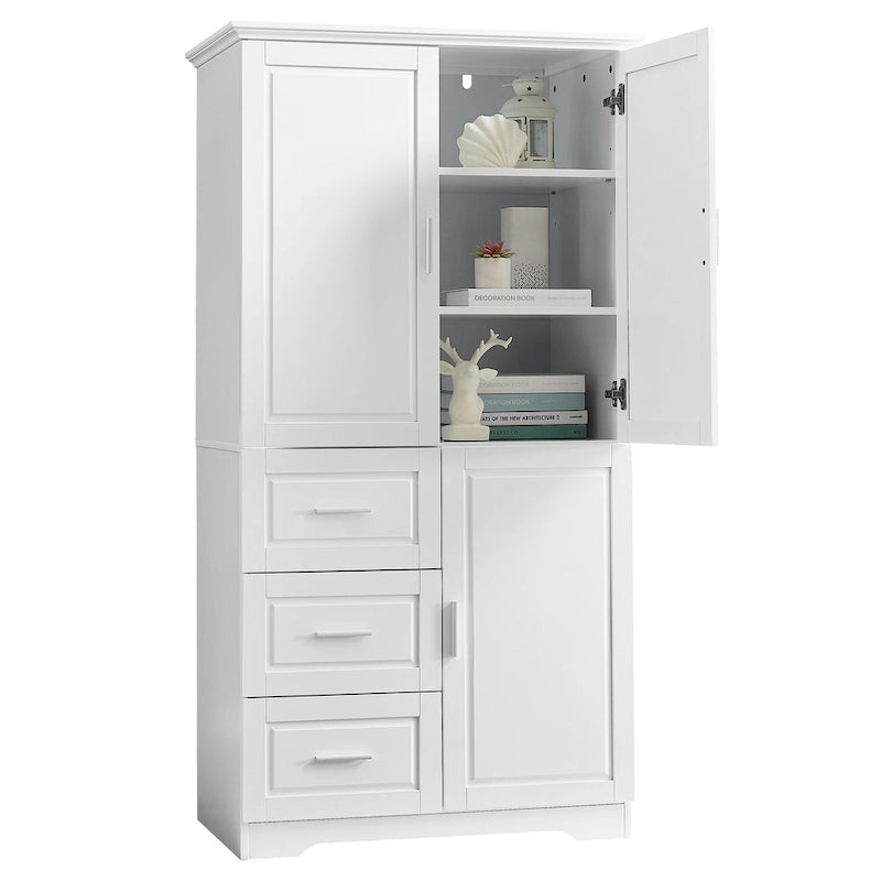 Tall and Wide Storage Cabinet with Doors for Bathroom/Office,Three Drawers - N/A