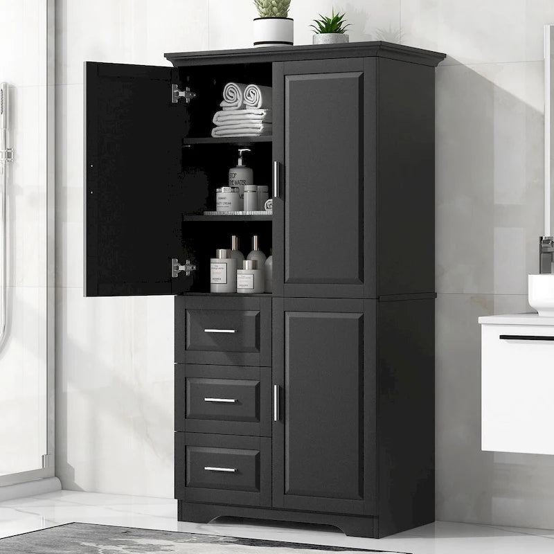 Tall and Wide Storage Cabinet with Doors for Bathroom/Office,Three Drawers - N/A