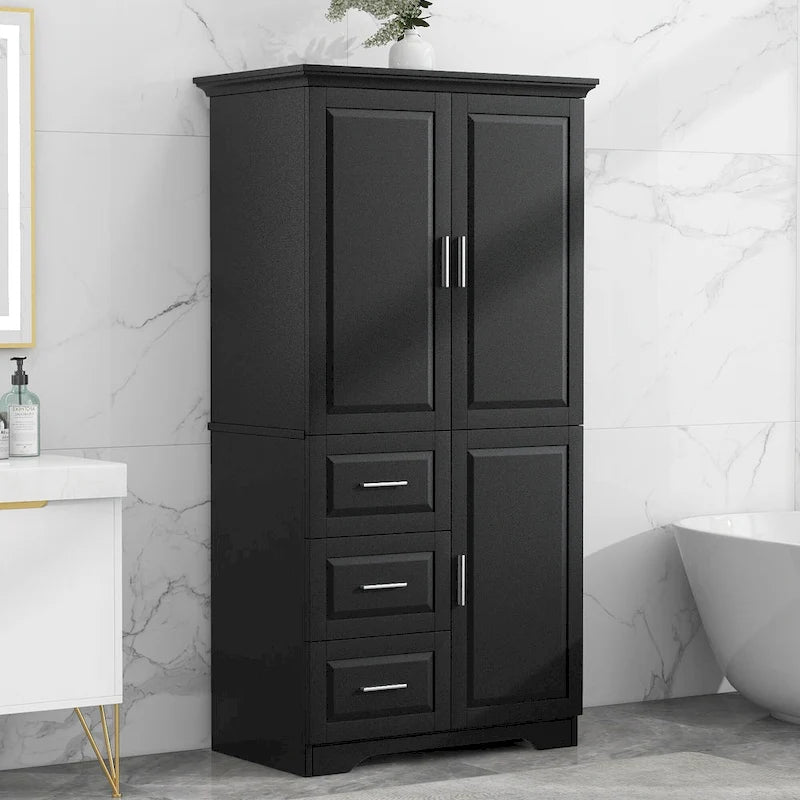 Tall and Wide Storage Cabinet with Doors for Bathroom/Office,Three Drawers - N/A