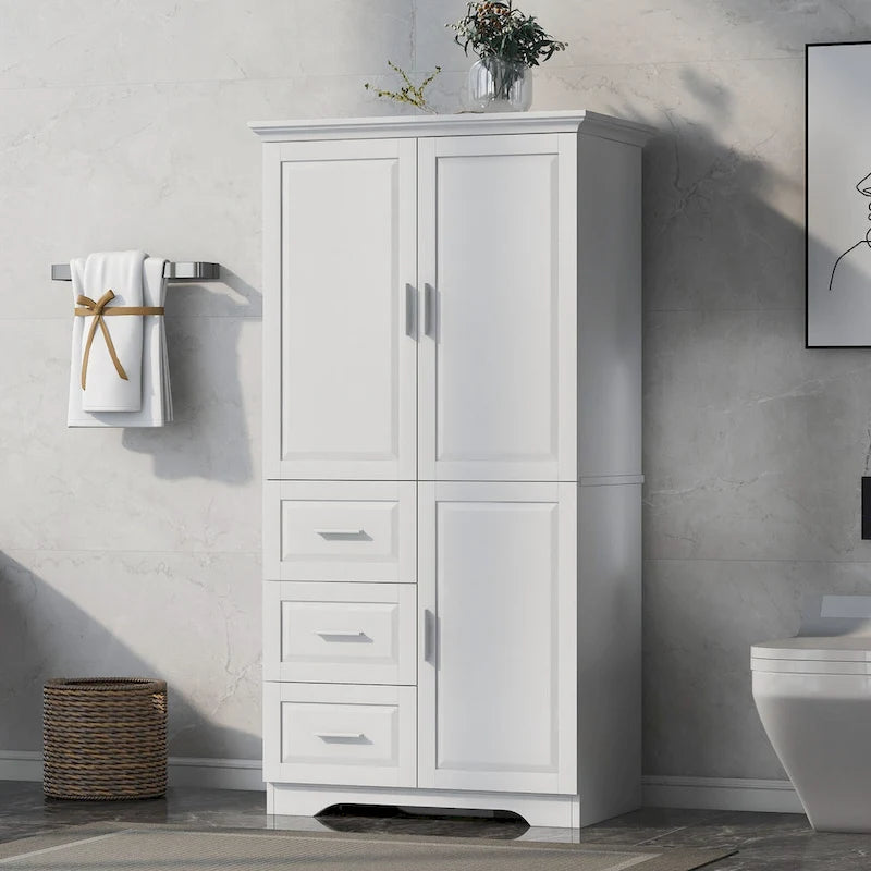 Tall and Wide Storage Cabinet with Doors for Bathroom/Office,Three Drawers - N/A