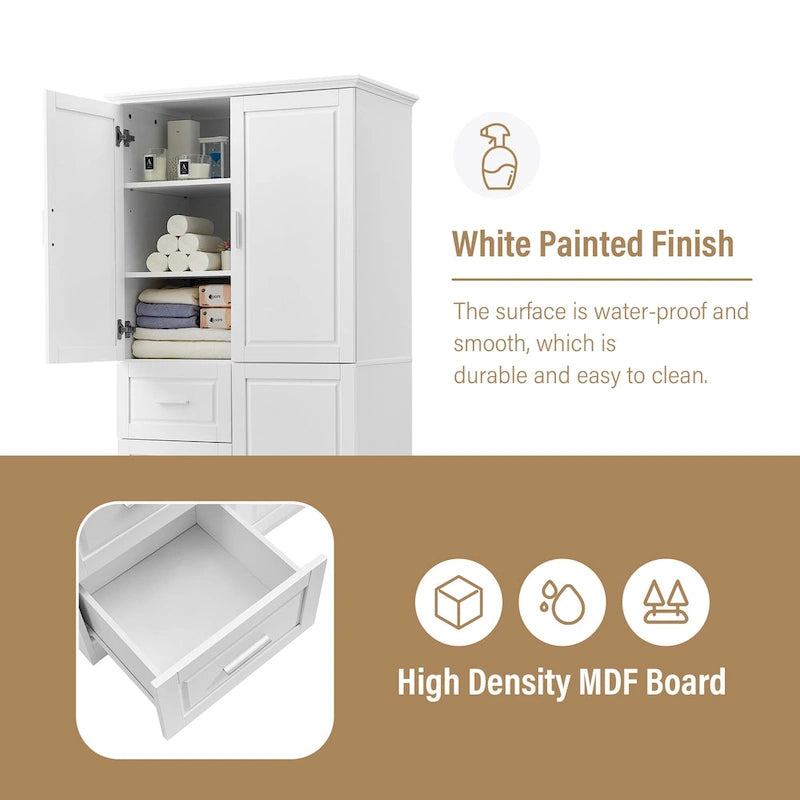 Tall and Wide Storage Cabinet with Doors for Bathroom/Office,Three Drawers - N/A