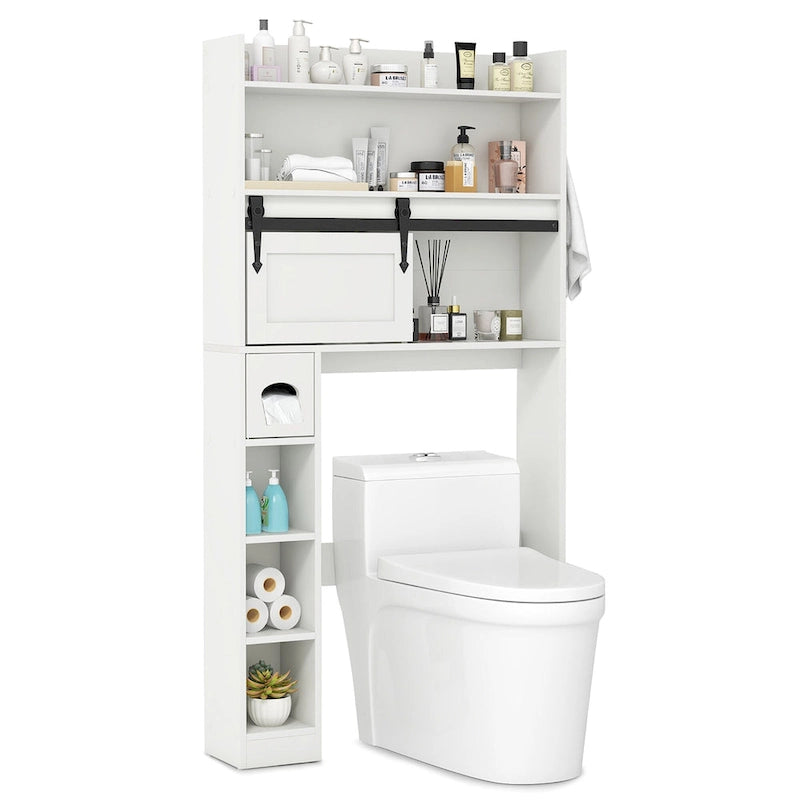 Gymax Over The Toilet Storage Cabinet w/ Sliding Barn Door Adjustable