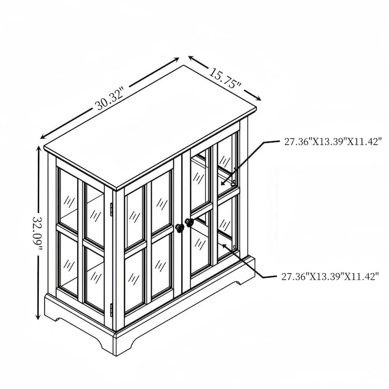 LED Glass Antique Curio Display Cabinet Showcase with Lattice Doors