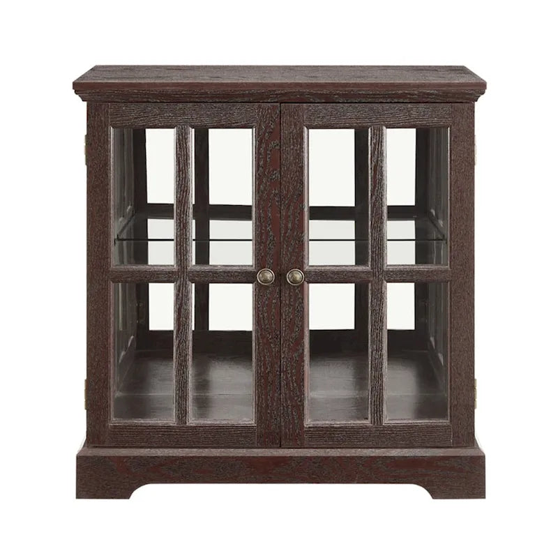 LED Glass Antique Curio Display Cabinet Showcase with Lattice Doors