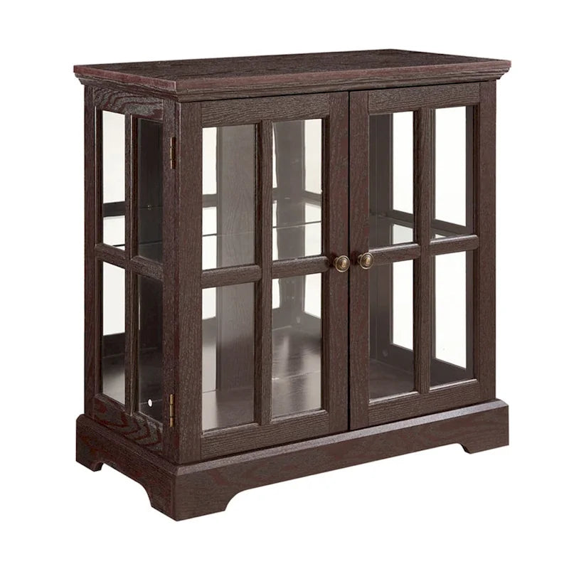 LED Glass Antique Curio Display Cabinet Showcase with Lattice Doors