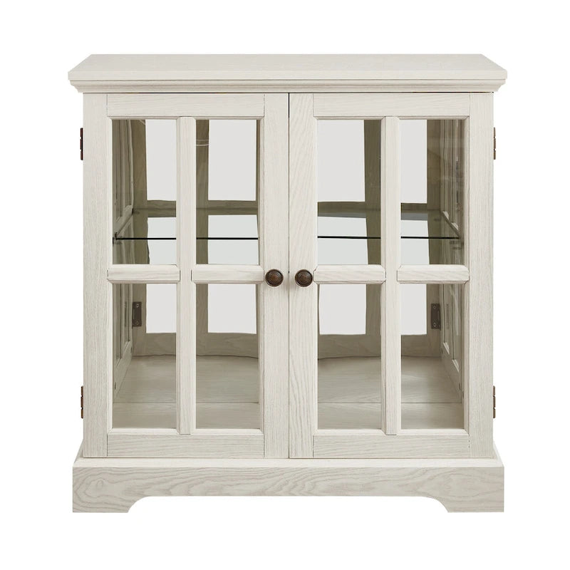 LED Glass Antique Curio Display Cabinet Showcase with Lattice Doors