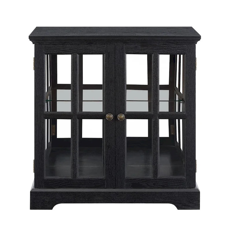 LED Glass Antique Curio Display Cabinet Showcase with Lattice Doors