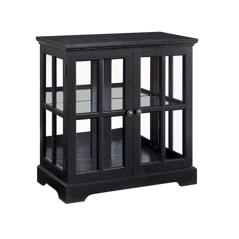 LED Glass Antique Curio Display Cabinet Showcase with Lattice Doors