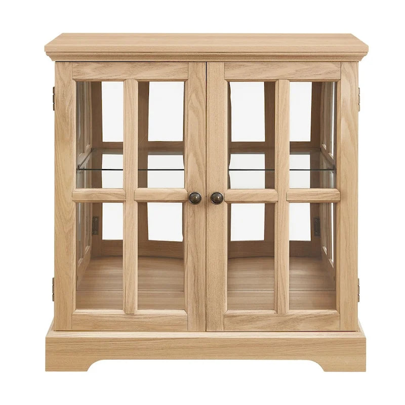 LED Glass Antique Curio Display Cabinet Showcase with Lattice Doors