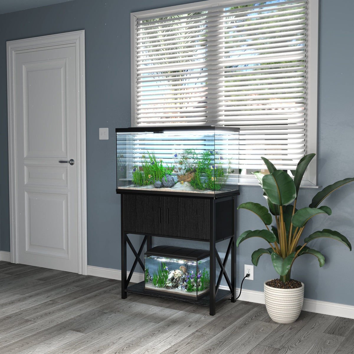 29 Gallon Aquarium Stand Metal Fish Tank Stand with Cabinet,30.7