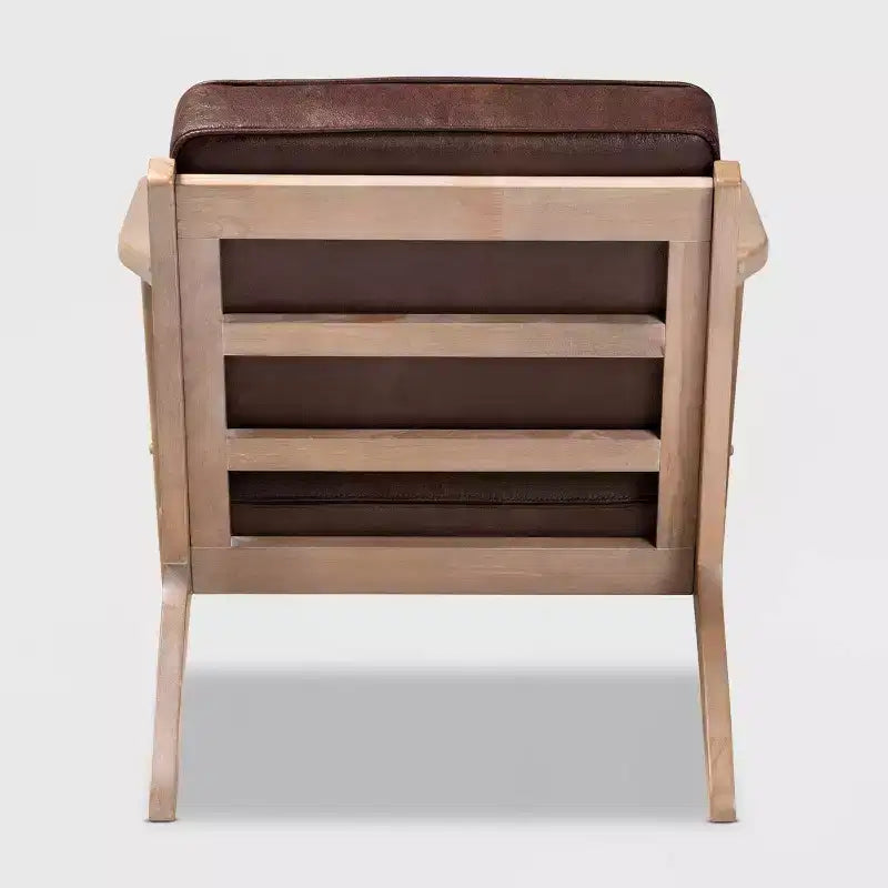 Fauteuil en bois rembourré en similicuir : design médiéval - garnissage en mousse confortable