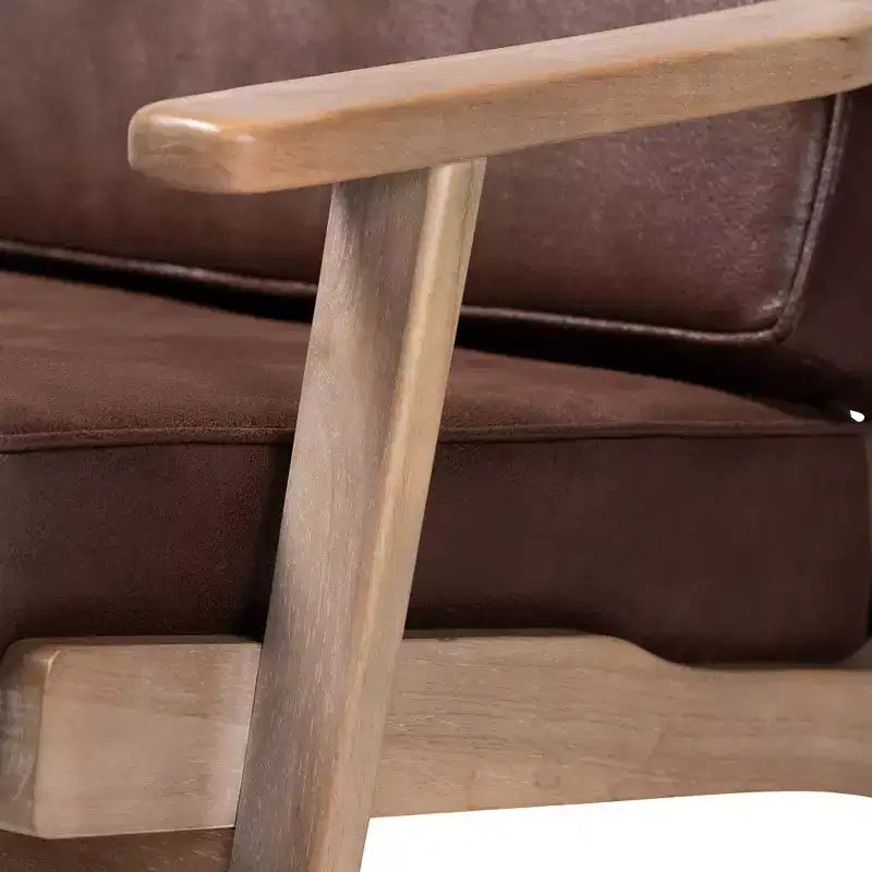Fauteuil en bois rembourré en similicuir : design médiéval - garnissage en mousse confortable