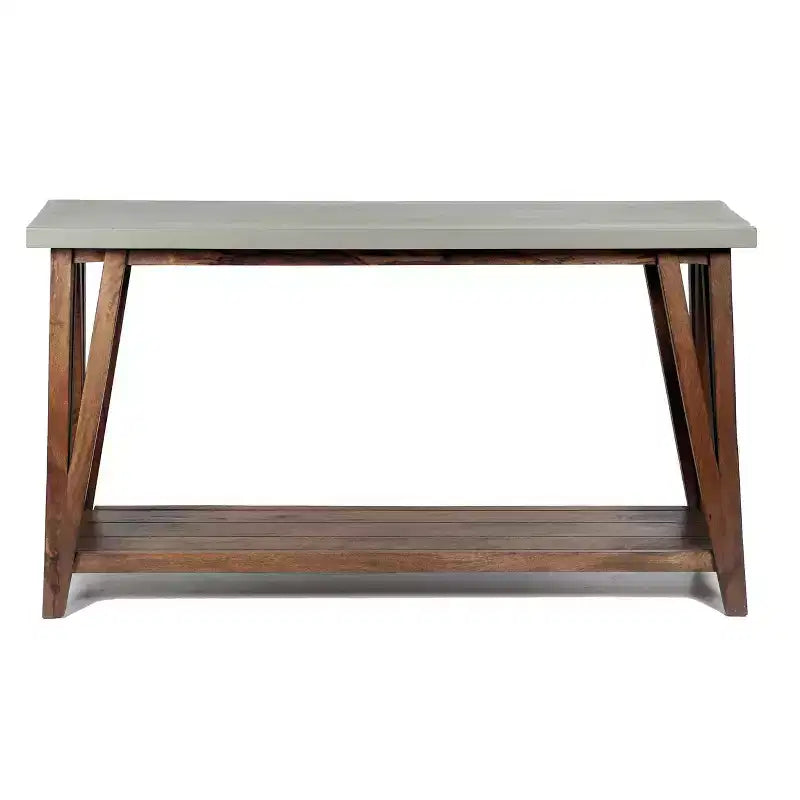 Meuble TV/console multimédia de 52 pouces — Dessus aspect béton, bois gris clair/marron
