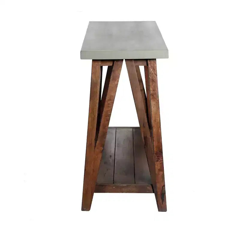 Meuble TV/console multimédia de 52 pouces — Dessus aspect béton, bois gris clair/marron