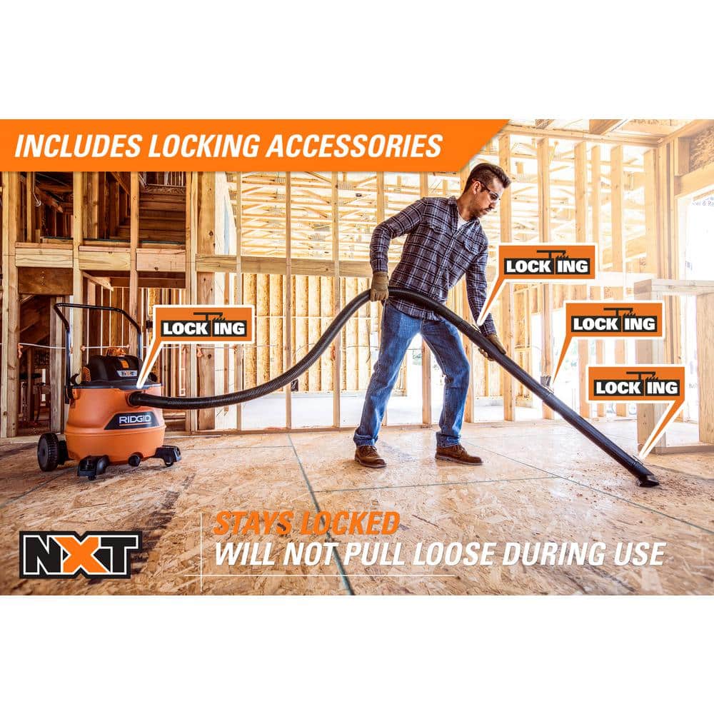 16 Gallon 6.5 Peak HP NXT Wet/Dry Shop Vacuum with Cart, Fine Dust Filter, Locking Hose and Accessories HD1800