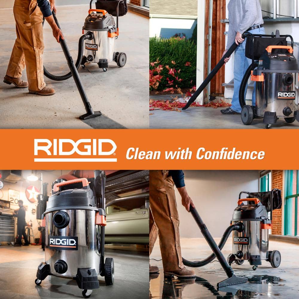 16 Gallon 6.5 Peak HP Stainless Steel Wet/Dry Shop Vacuum with Fine Dust Filter, Locking Hose and Accessories WD1956