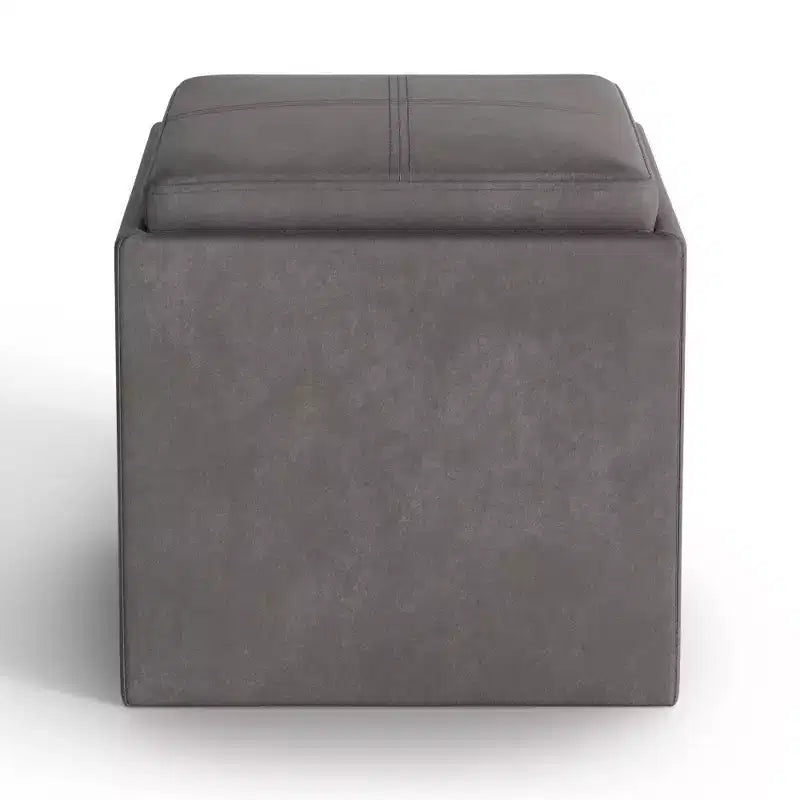 Pouf de rangement carré avec plateau - 43 cm