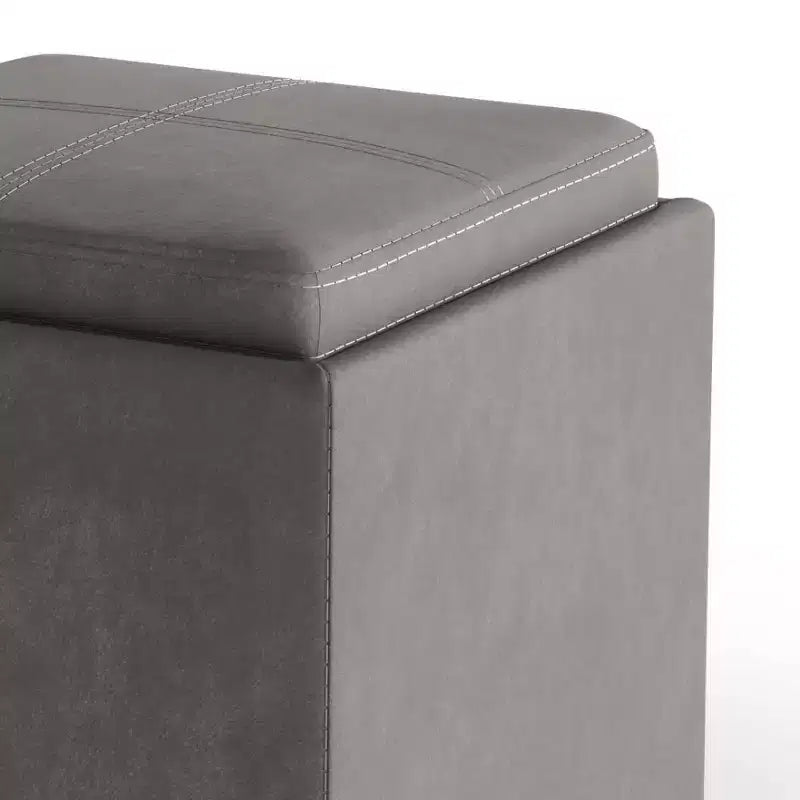 Pouf de rangement carré avec plateau - 43 cm