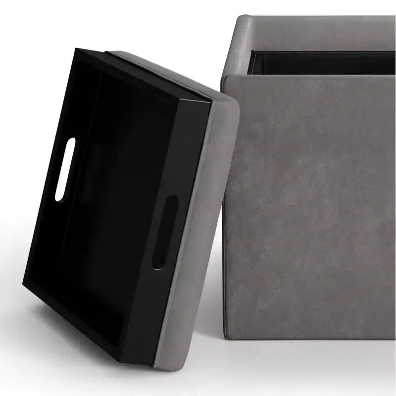 Pouf de rangement carré avec plateau - 43 cm