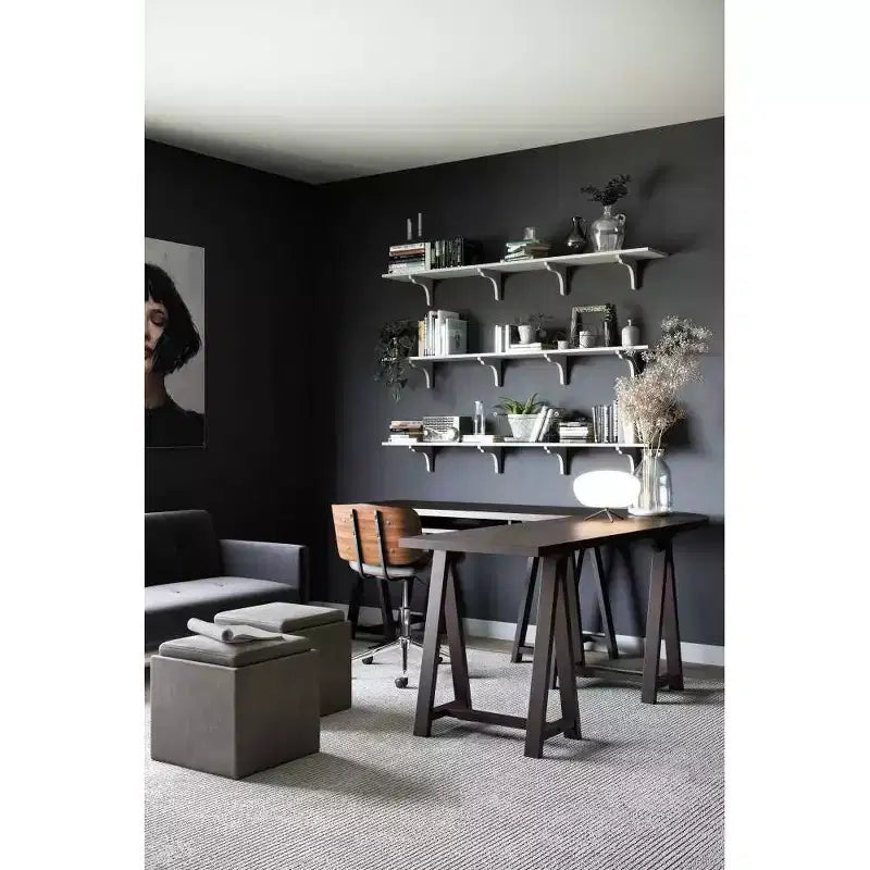 Pouf de rangement carré avec plateau - 43 cm