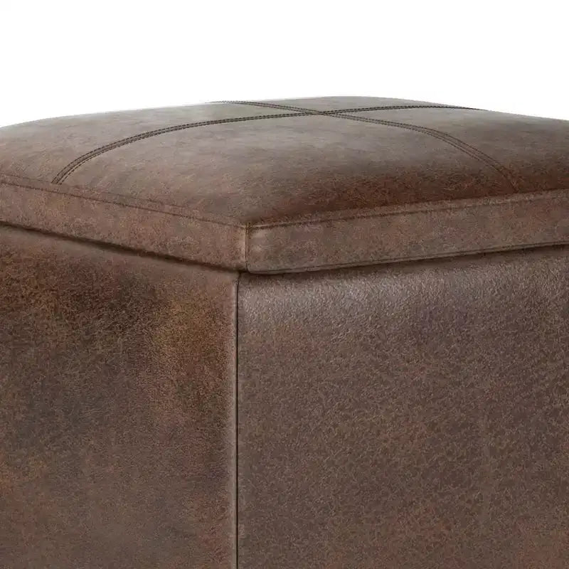 Pouf de rangement carré avec plateau - 43 cm