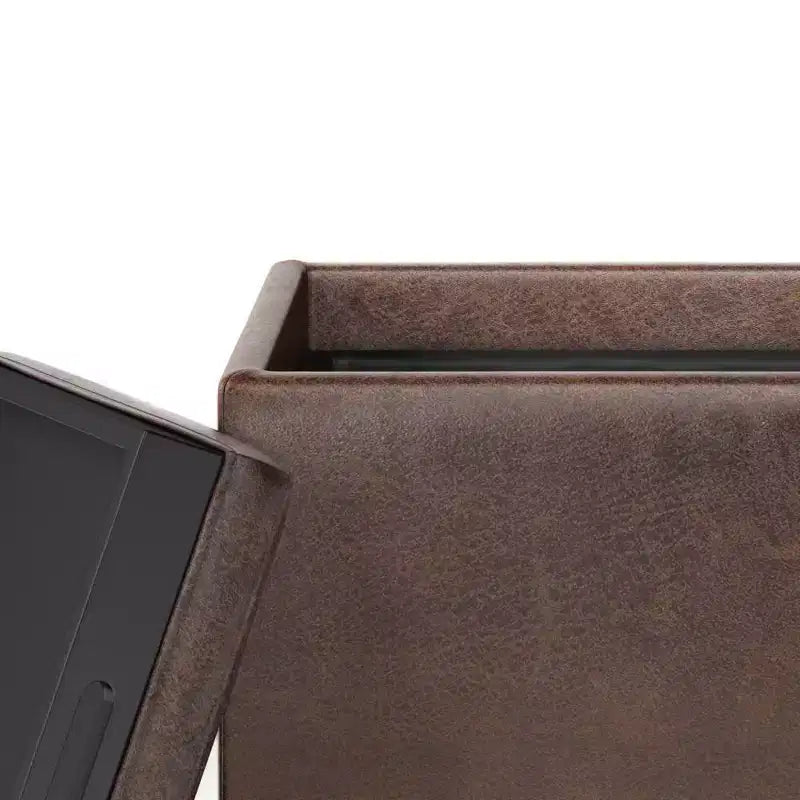 Pouf de rangement carré avec plateau - 43 cm