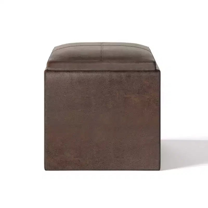 Pouf de rangement carré avec plateau - 43 cm