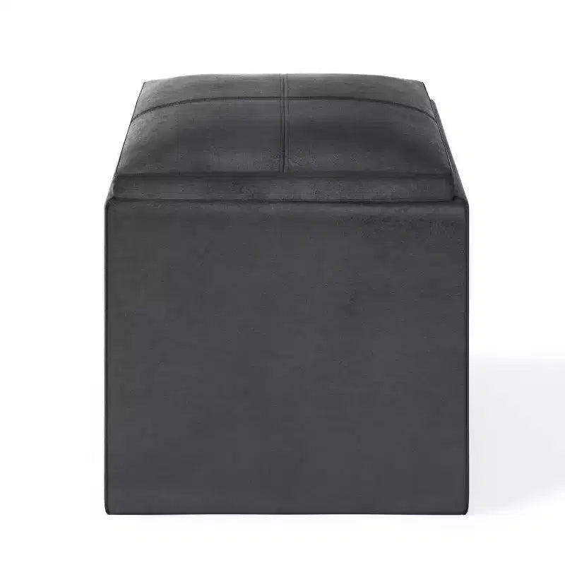 Pouf de rangement carré avec plateau - 43 cm