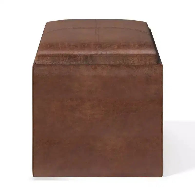 Pouf de rangement carré avec plateau - 43 cm