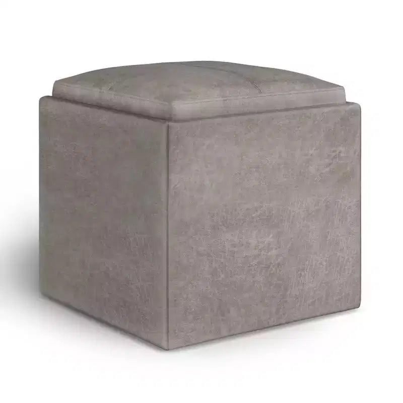Pouf de rangement carré avec plateau - 43 cm