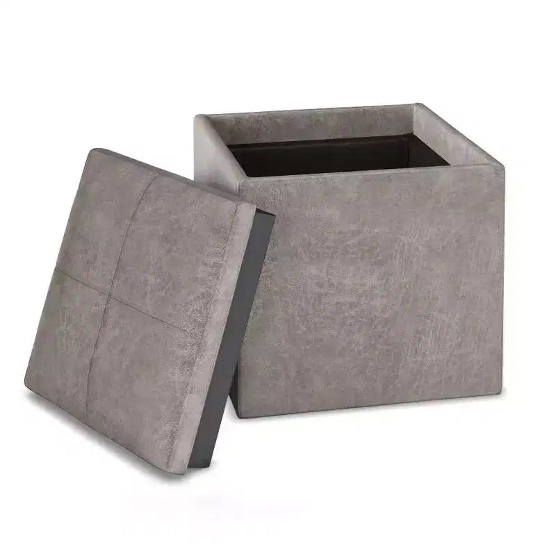 Pouf de rangement carré avec plateau - 43 cm