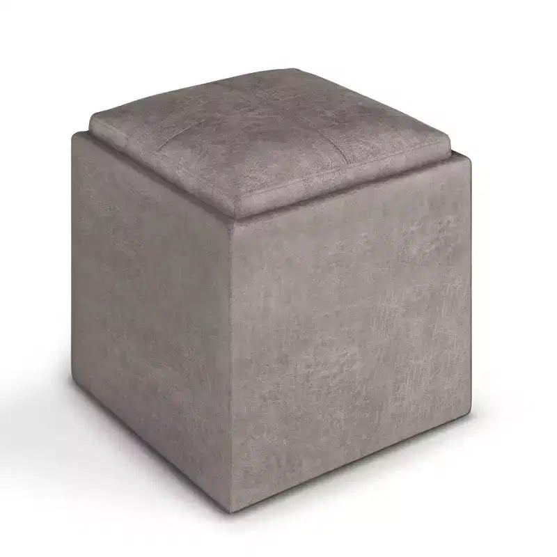 Pouf de rangement carré avec plateau - 43 cm