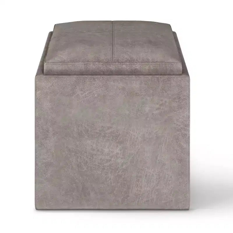 Pouf de rangement carré avec plateau - 43 cm