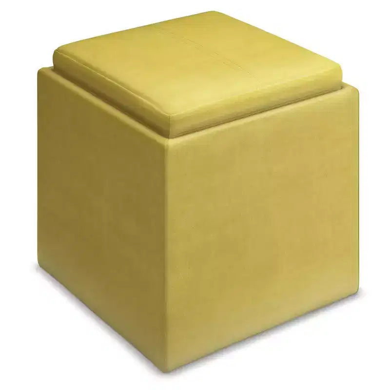 Pouf de rangement carré avec plateau - 43 cm