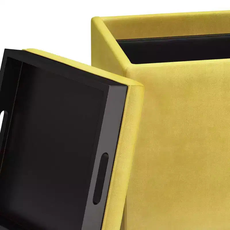 Pouf de rangement carré avec plateau - 43 cm