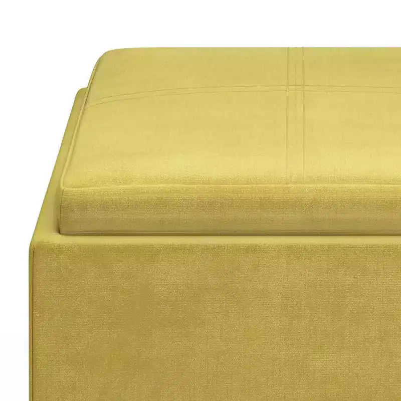 Pouf de rangement carré avec plateau - 43 cm